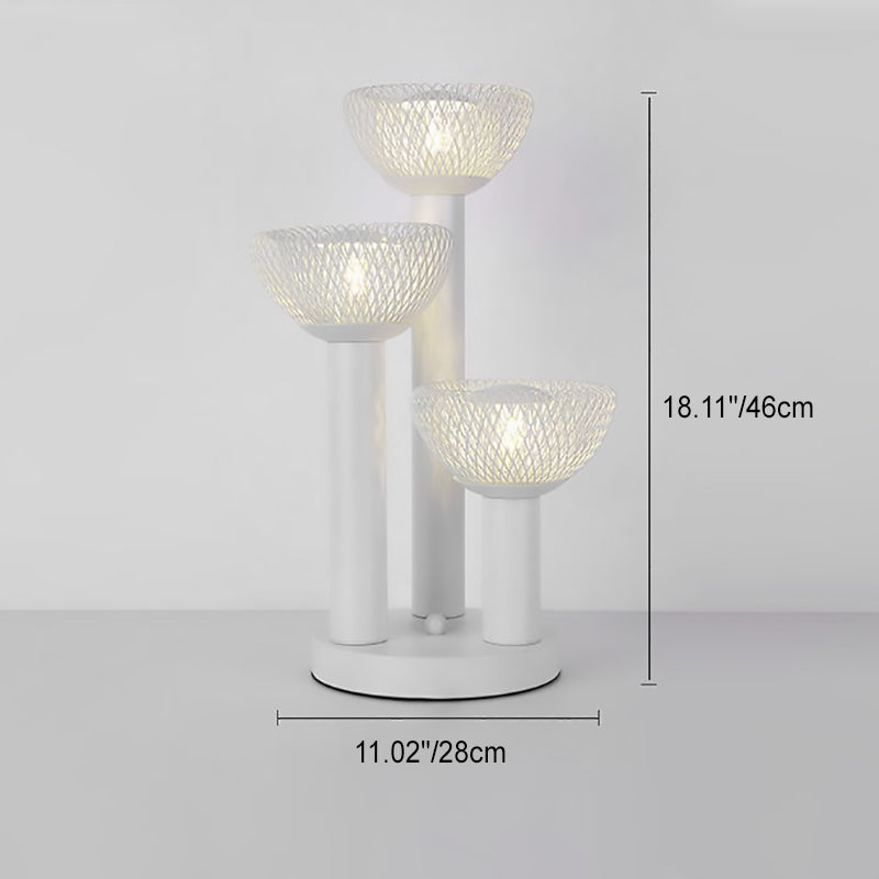 Eclectic Iron Mesh Geometric 3-Light Table Lamp