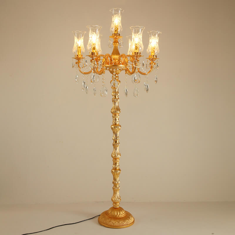 Traditional Luxury Golden Crystal 7-Light Floor Lamp