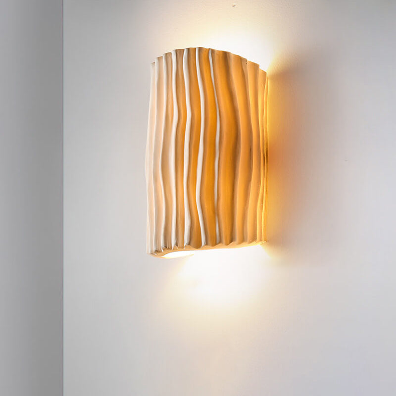 Wavy Textured Resin Semicircle 2-Light Wall Lamp