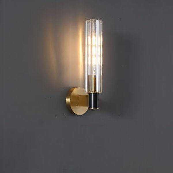 Minimal Brass Crystal Column Wall Lamp