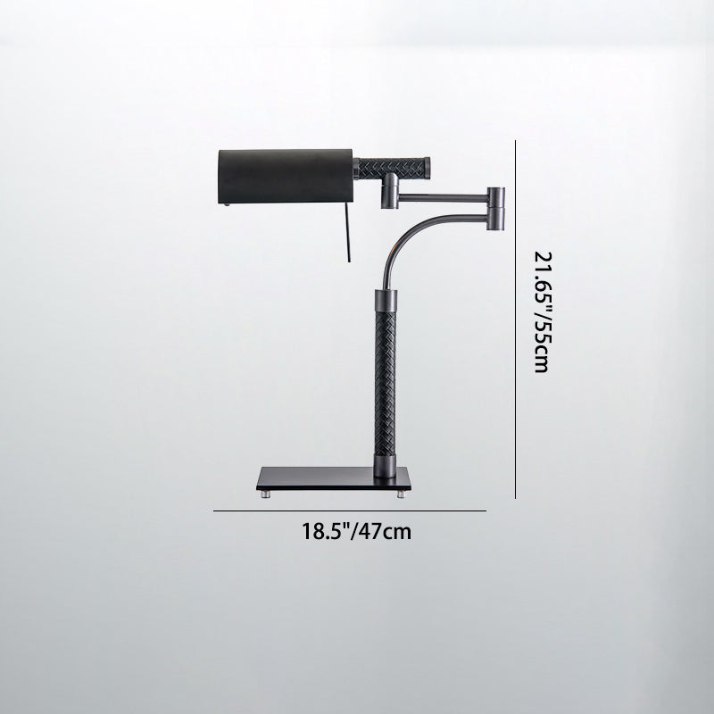 Rectangular Cylinder Iron Leather Table Lamp