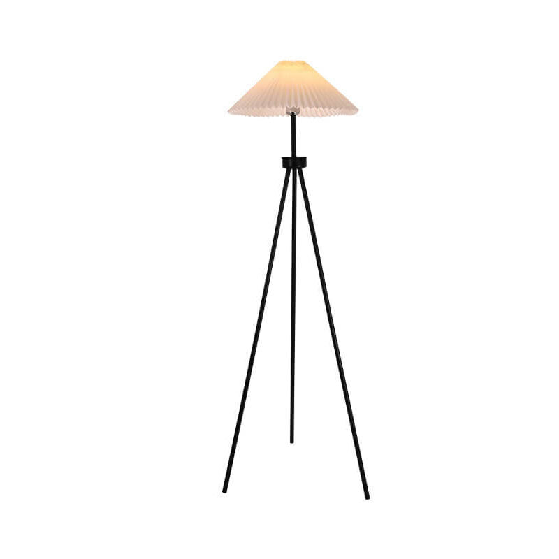 Pleated Canvas Iron Tripod Floor Lamp