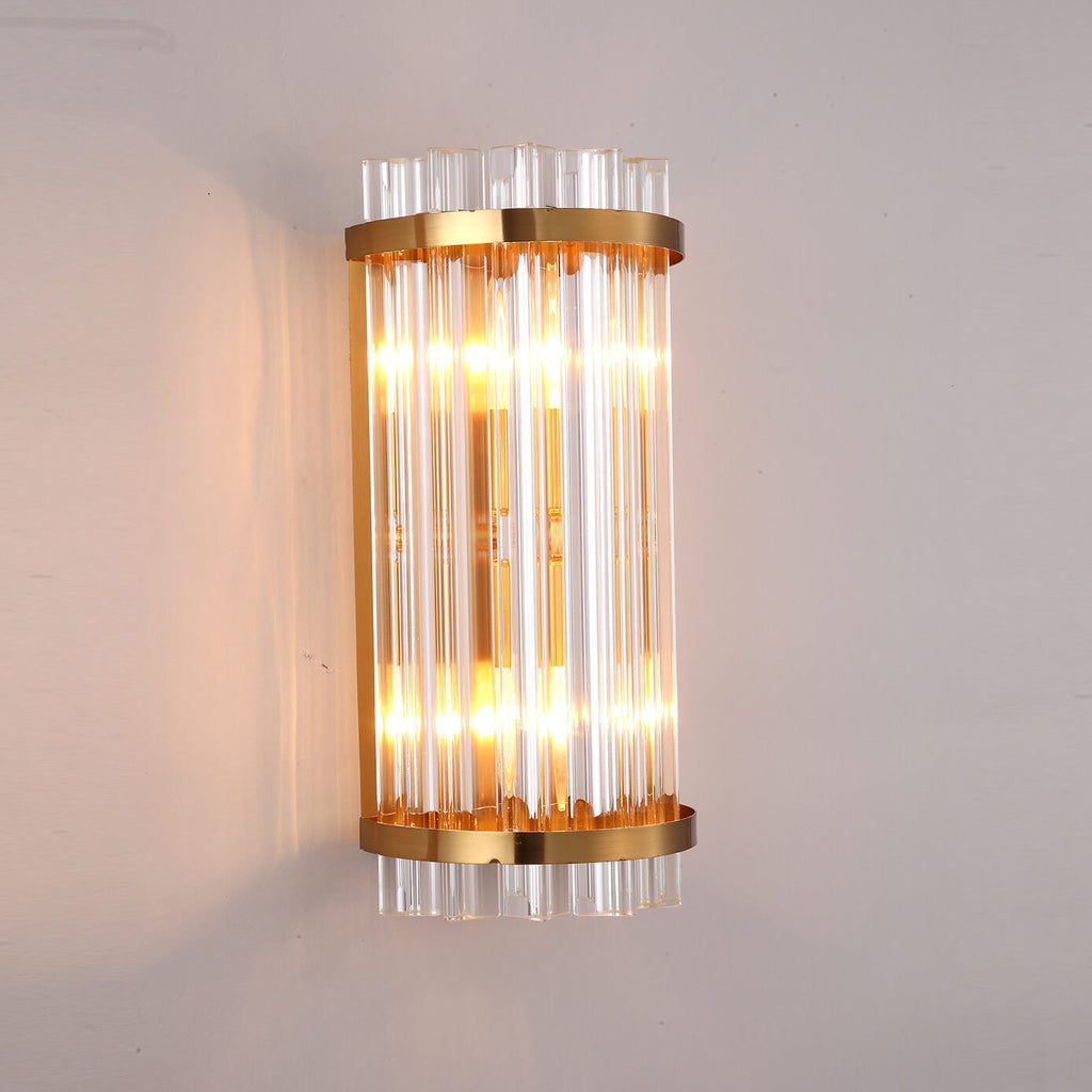 Crystal Plated Column 2-Light Wall Lamp