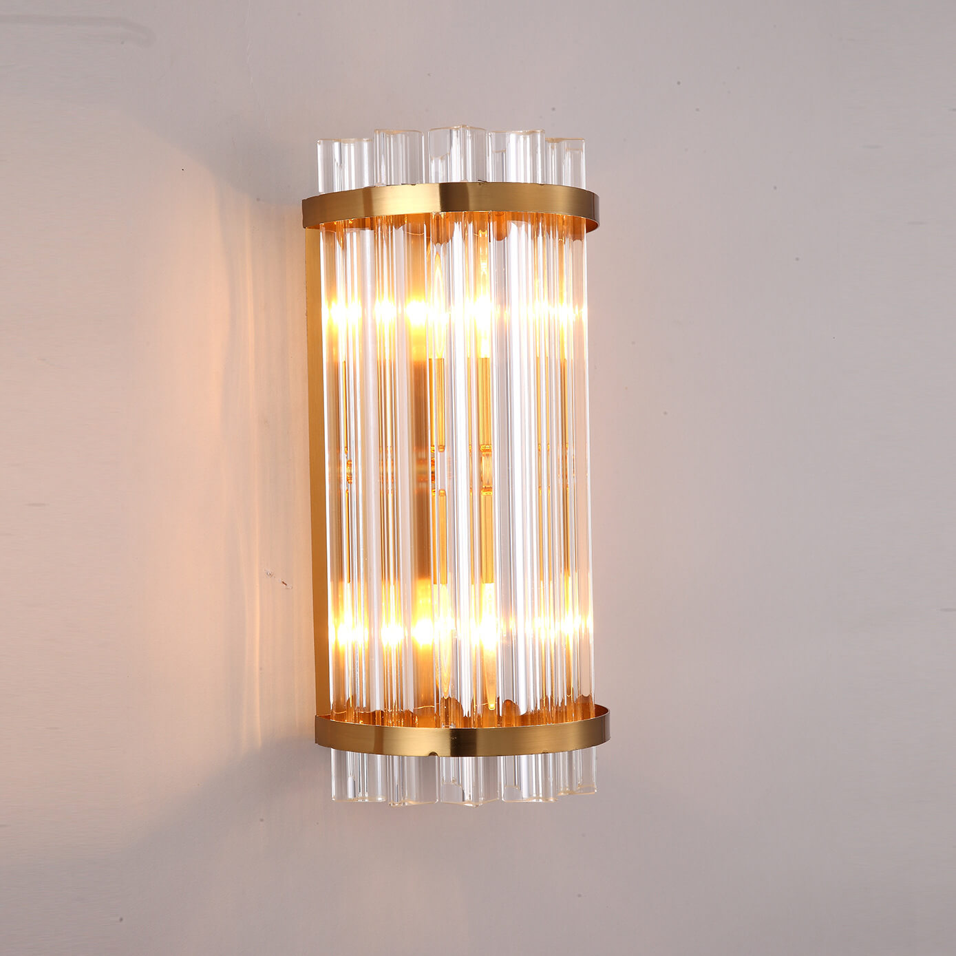 Crystal Plated Column 2-Light Wall Lamp