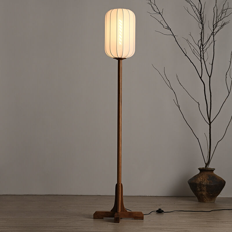Japanese Zen Rosewood Base Floor Lamp