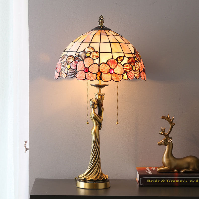 Copper Goddess Statue Shell 2-Light Table Lamp