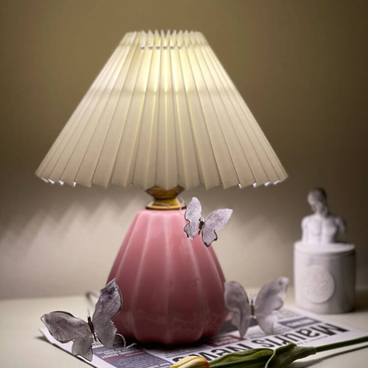 Mushroom Pleated PVC Fabric Table Lamp