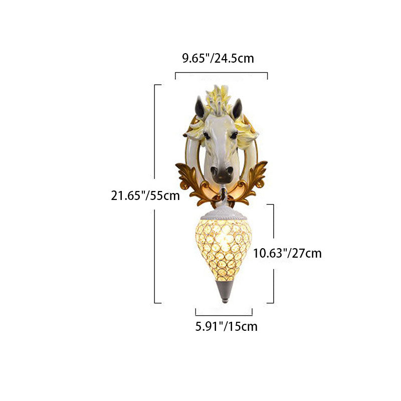 Eclectic Resin Horse Head Wall Lamp