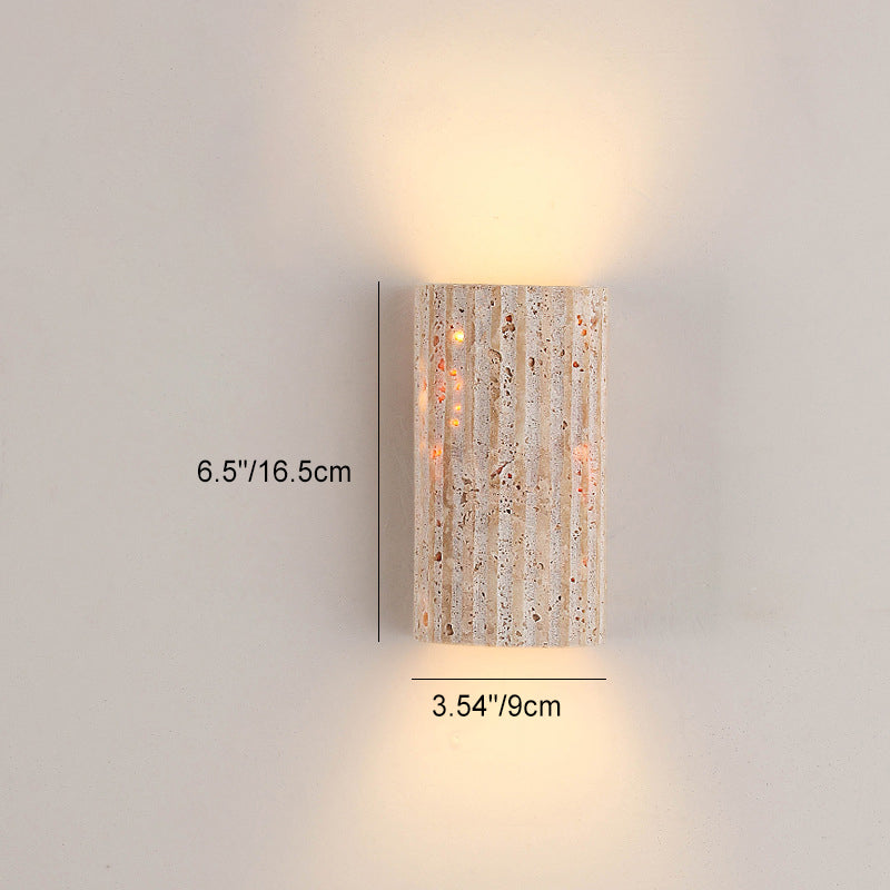 Striped Beige Travertine Semicircle Wall Lamp