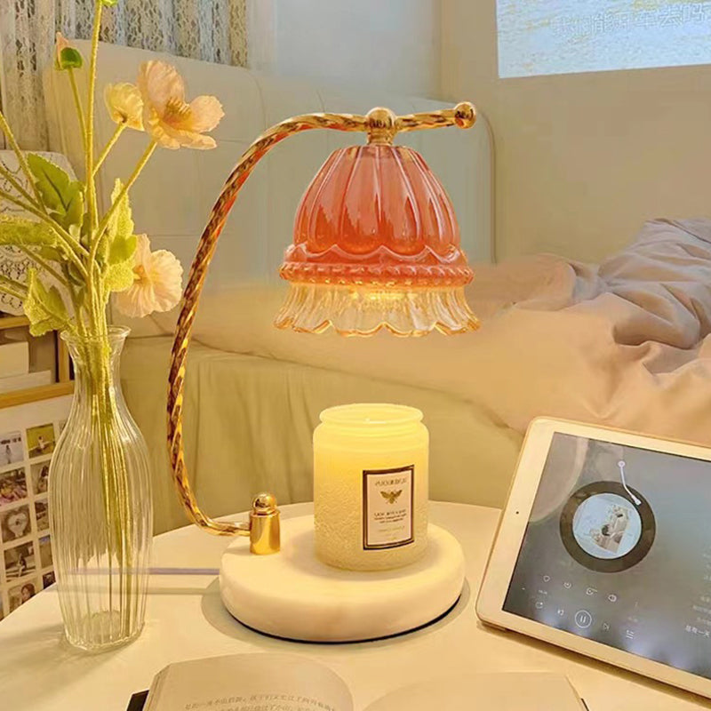 Floral Metal Glass Aroma Table Lamp
