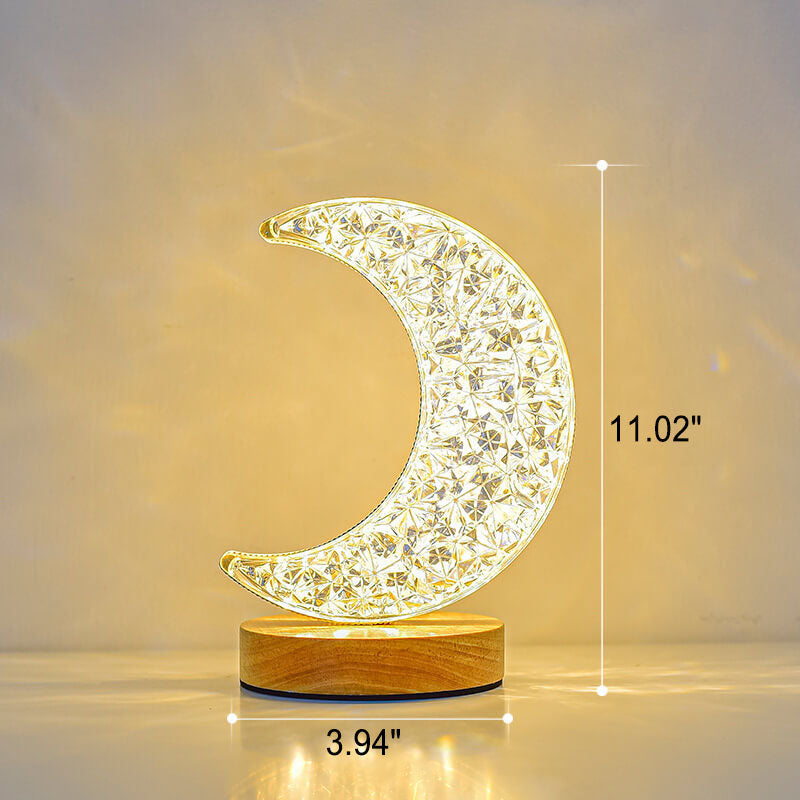 Acrylic Moon Star Wood Table Lamp