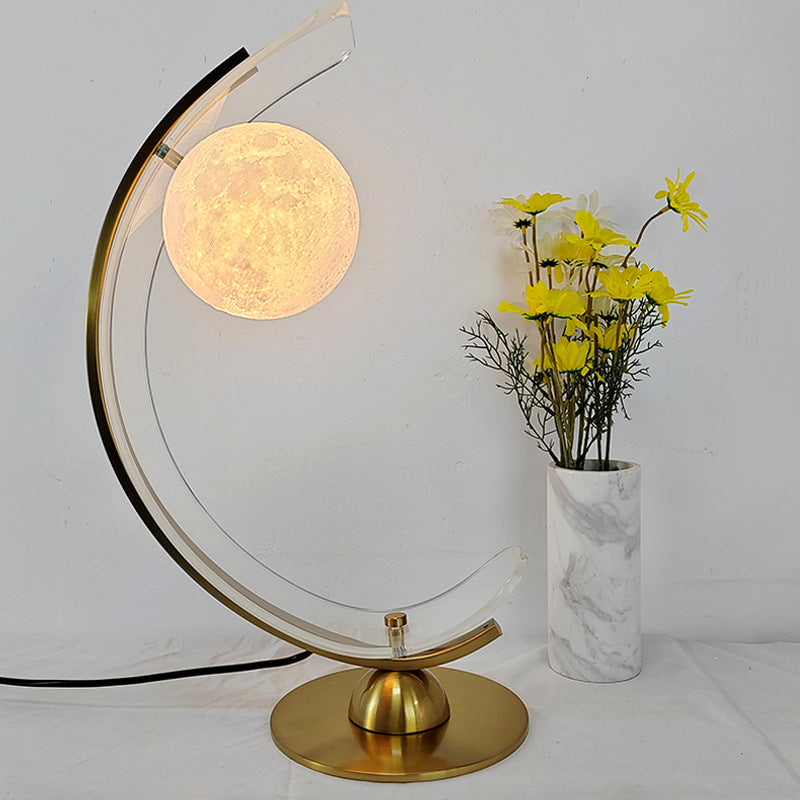 Curved Moon Iron Acrylic Table Lamp