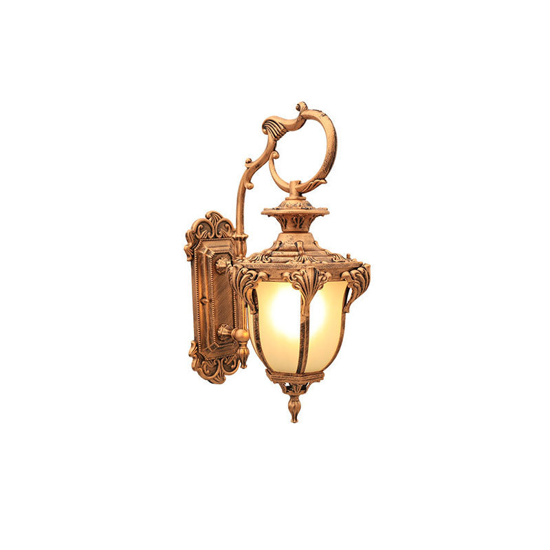 Aluminum Glass Carved Lantern Outdoor Light