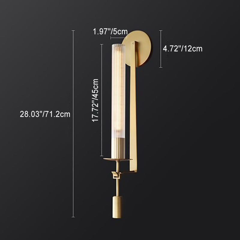 Iron Glass Cylinder Strip Wall Lamp
