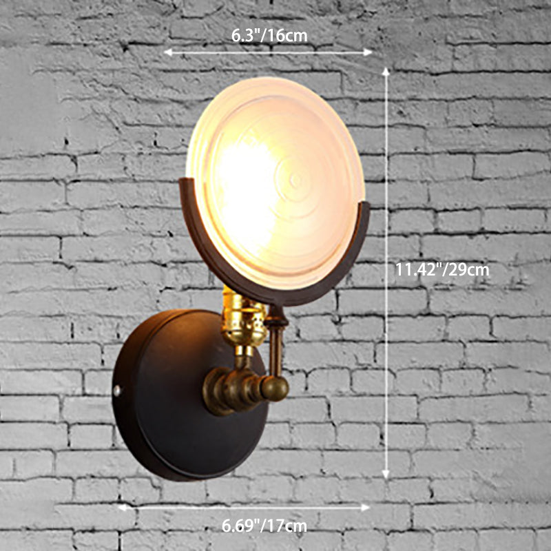 Iron Glass Round Disc Wall Lamp