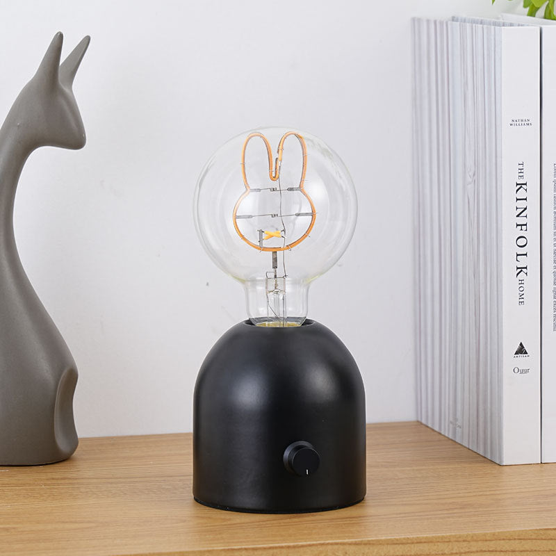 Round Glass Wood Bedroom Table Lamp