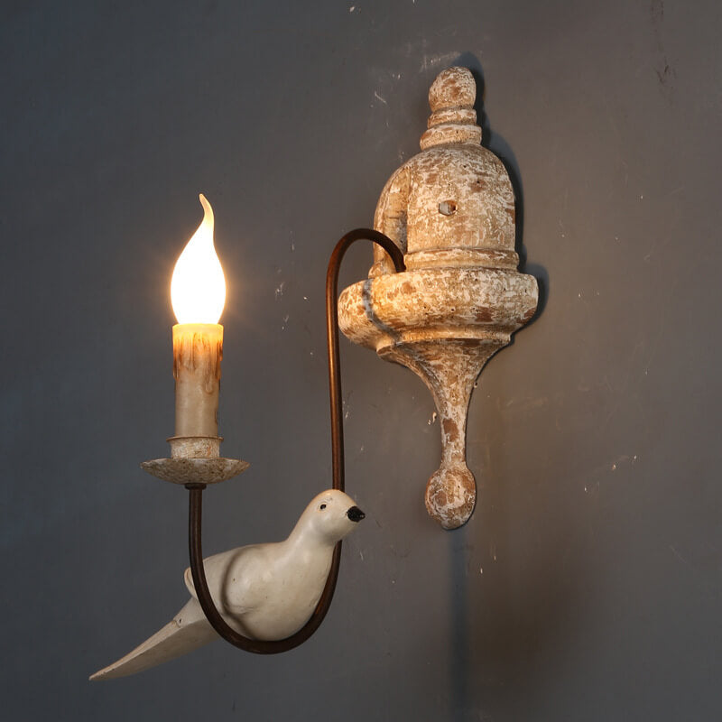 Wooden Bird 1/2 Wall Lamp