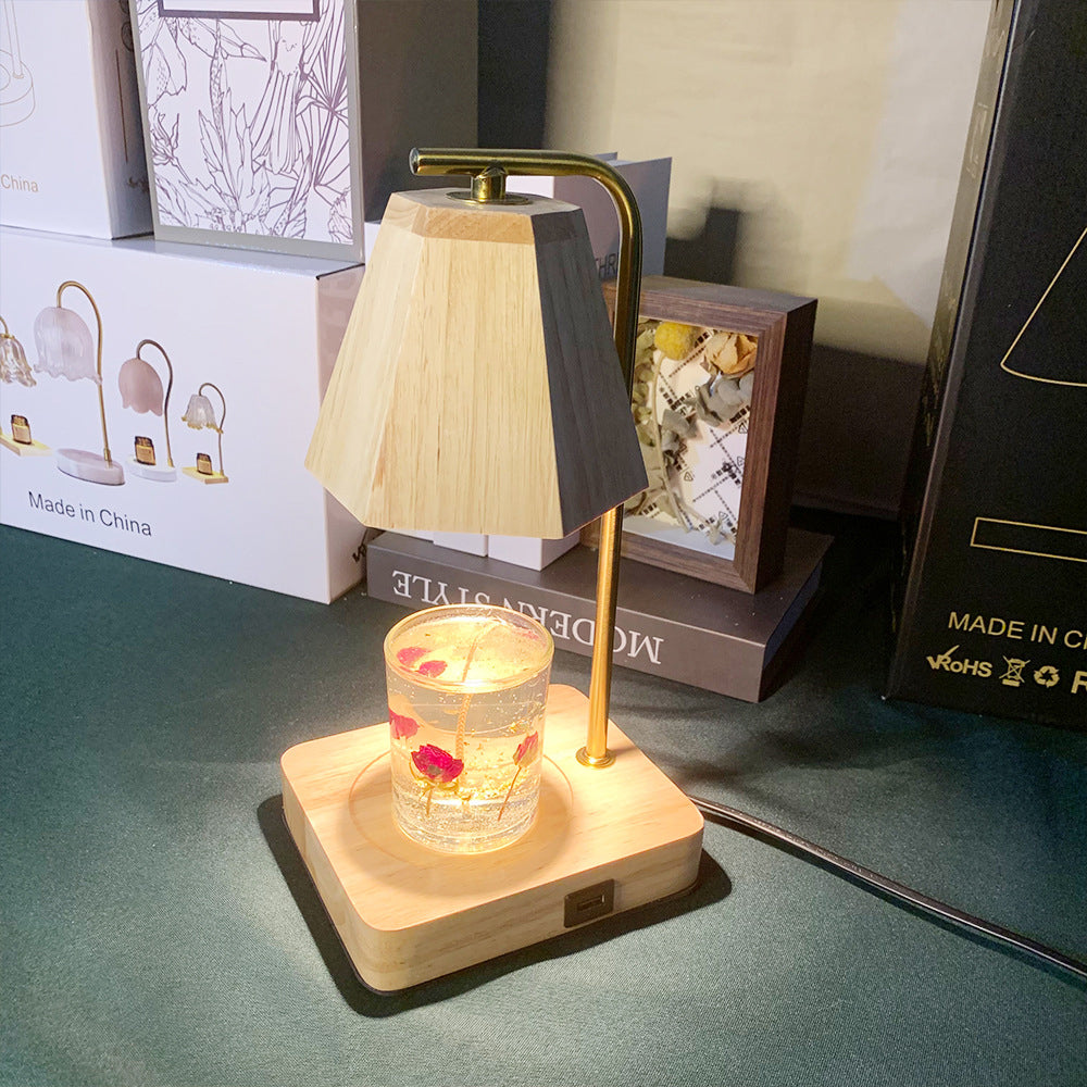 Wooden Hexagonal Liftable Melting Table Lamp