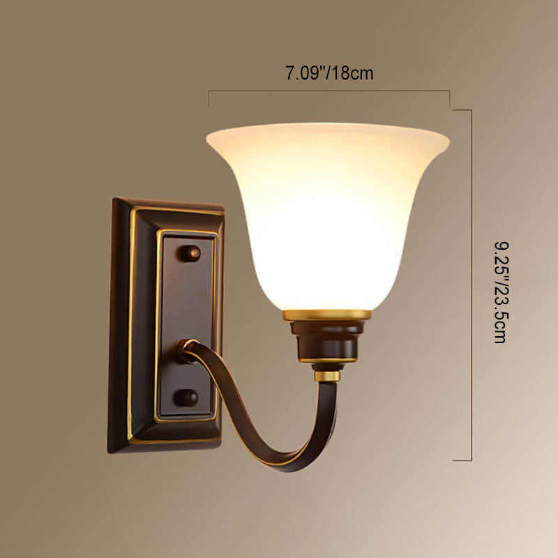 Iron Frame Floral Glass Wall Lamp