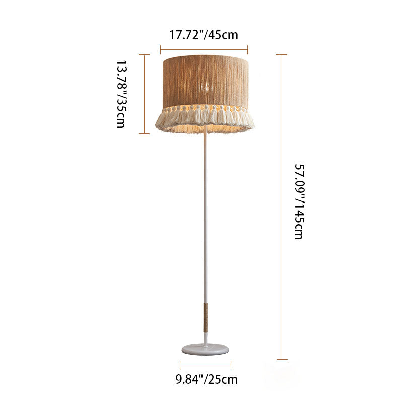 Hemp Rope Weaving Cylinder Floor Lamp