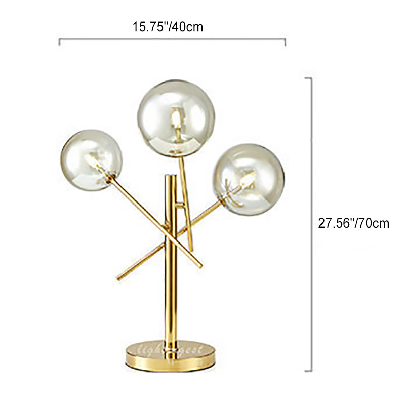 Round Ball Stainless Steel 3-Light Table Lamp
