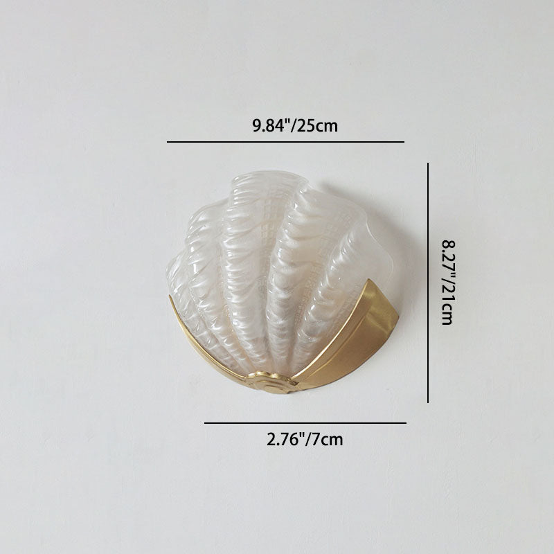 Shell Brass Glass Bedroom Wall Lamp