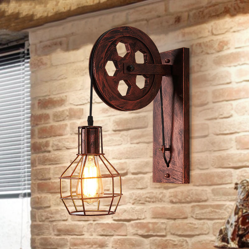 Linear Round Iron Bedroom Wall Lamp