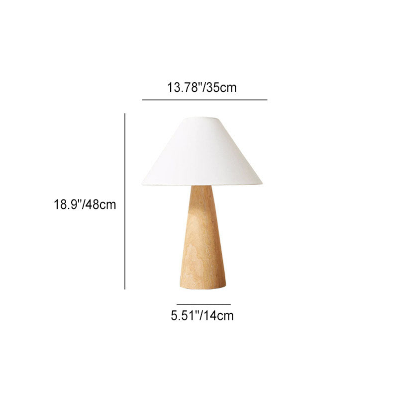 Cone Fabric Wood Bedroom Table Lamp