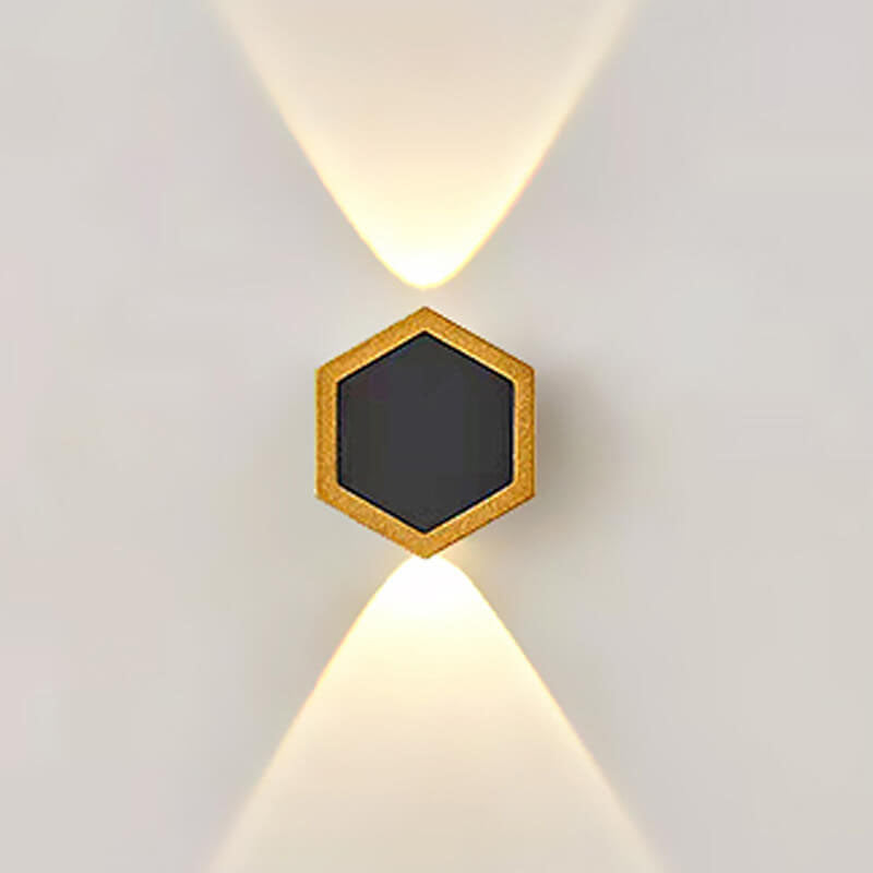 Hexagonal Combination Black Gold Outdoor Light