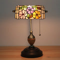 Flower Glass Banker Table Lamp