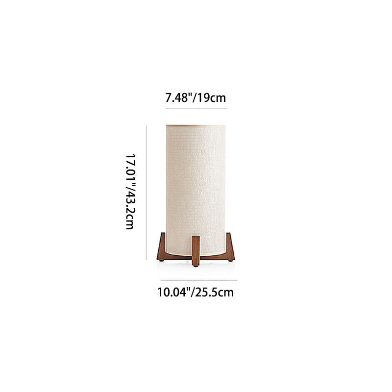 Cylinder Wooden Fabric Bedroom Table Lamp
