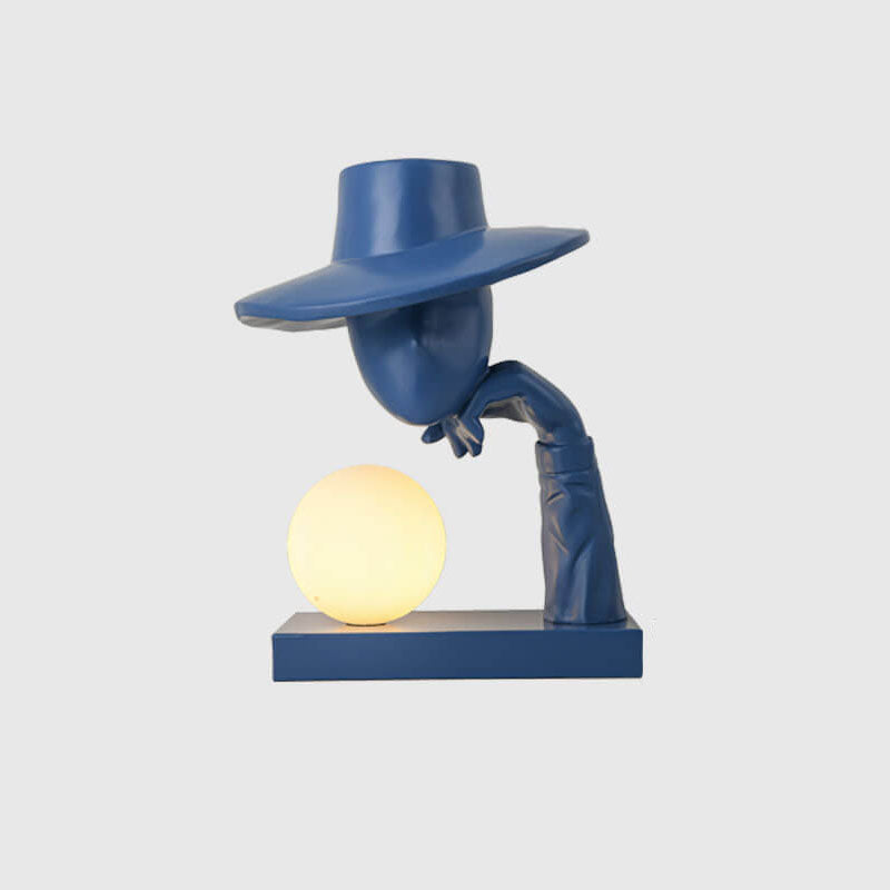 Abstract Hat-Wearing Human Figure Table Lamp