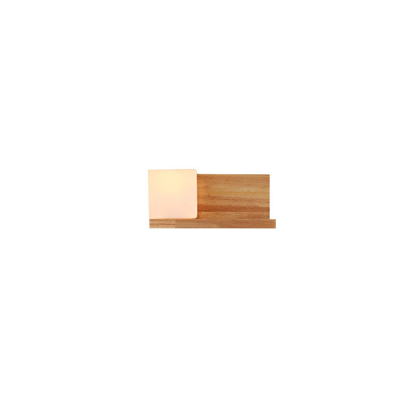 Wood Square Glass Wall Lamp