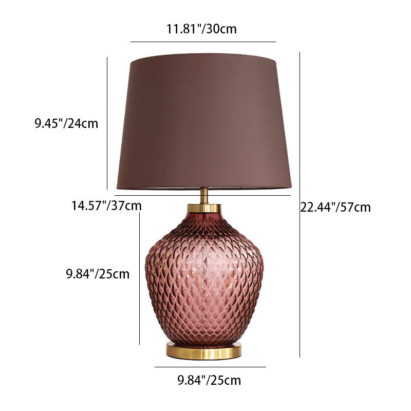 Lucite Vase Glass Fabric Table Lamp