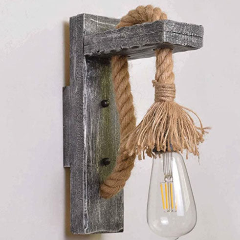 Solid Wooden Twine Wall Lamp