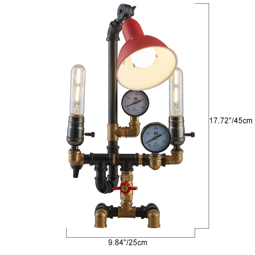 Plumbing Robot Aluminum Iron 3-Light Table Lamp