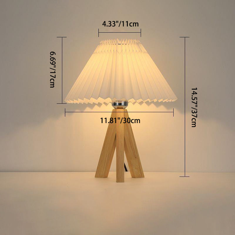 Trapezoid Tripod Pleated Fabric Table Lamp