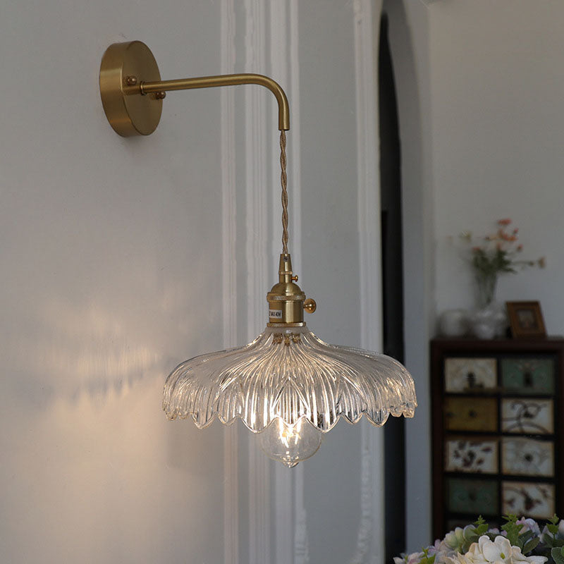 Iron Flower Glass Bedroom Wall Lamp