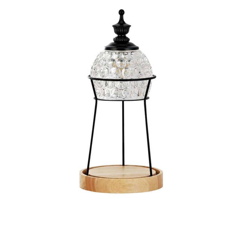 Wooden Crystal Melting Wax 2-Light Table Lamp