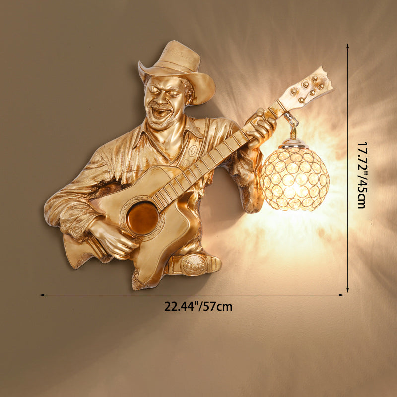 Guitar Player Resin Crystal Wall Lamp
