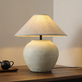 Linen Fabric Cone Ceramic Table Lamp
