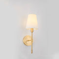 Brass Fabric Glass Straight Wall Lamp