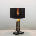 Fabric Drum Leaf Resin Table Lamp