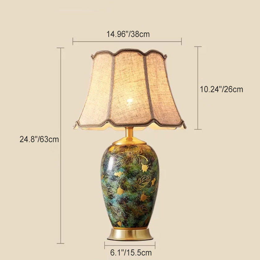Vase Pleated Octagon Lampshade Table Lamp