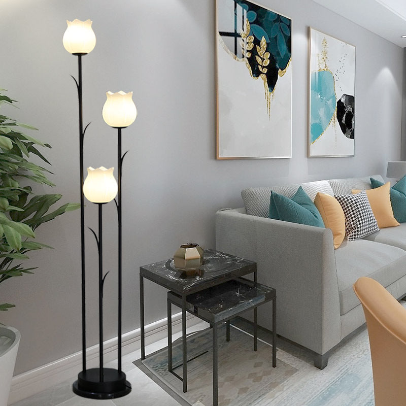 Contemporary Scandinavian Cylinder Flower 3-Light Floor