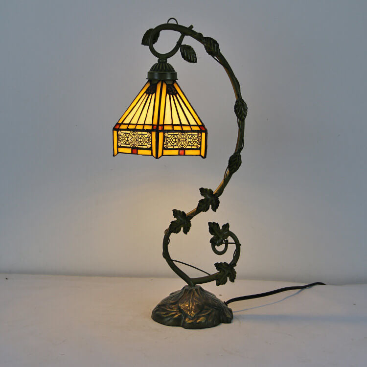 Rose Stained Glass Vine Table Lamp