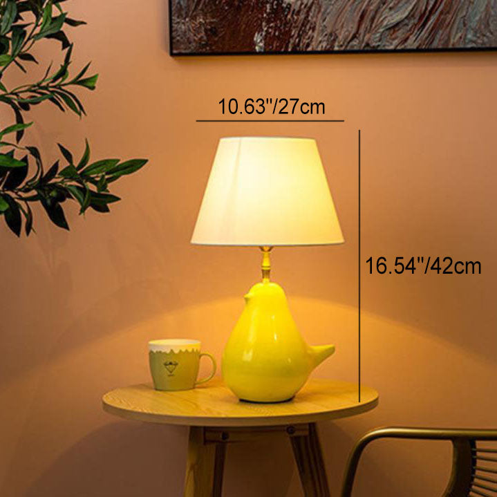 Cylindrical Fabric Kettle Ceramic Table Lamp