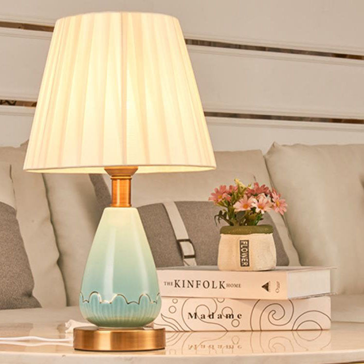 Fabric Cone Ceramic Table Lamp