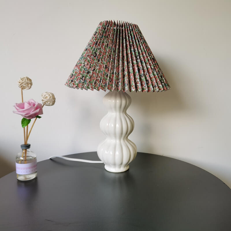 Pleated Ceramic Cloth Table Lamp