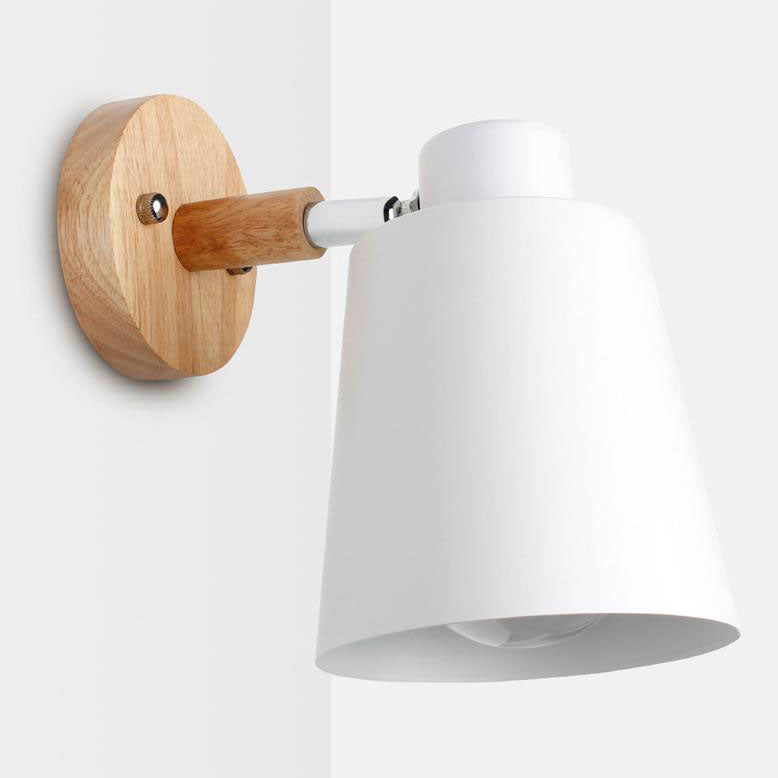 Solid Color Iron Wood Wall Lamp